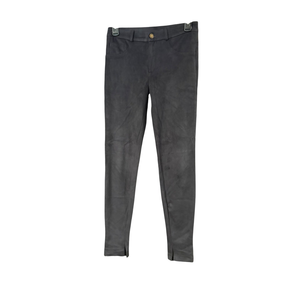 Hale Bob Womens Gray Faux Suede Leggings Slim Fit Ankle Slit Pants Size M